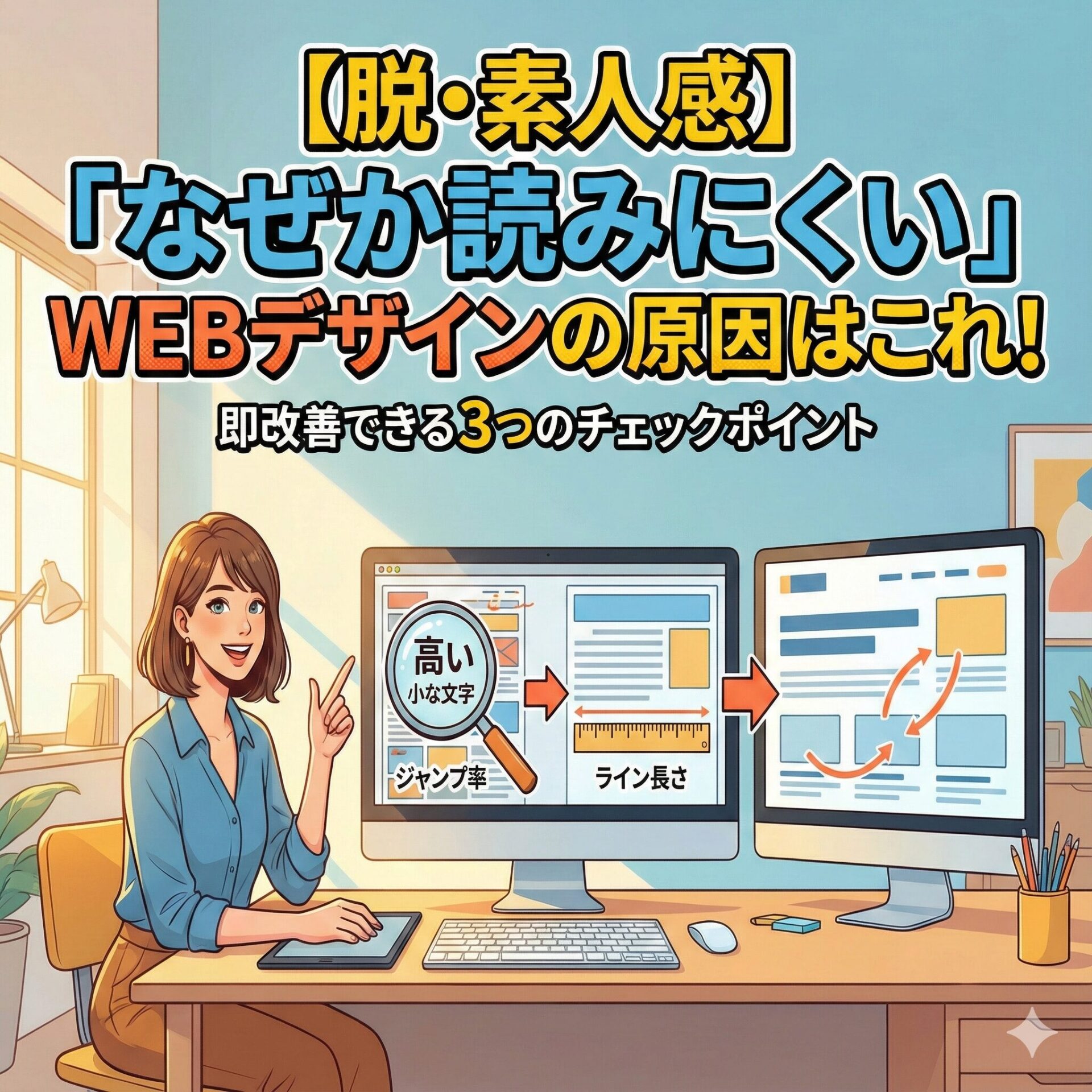 【脱・素人感】「なぜか読みにくい」WEBデザインの原因はこれ！即改善できる3つのチェックポイントサムネイル画像