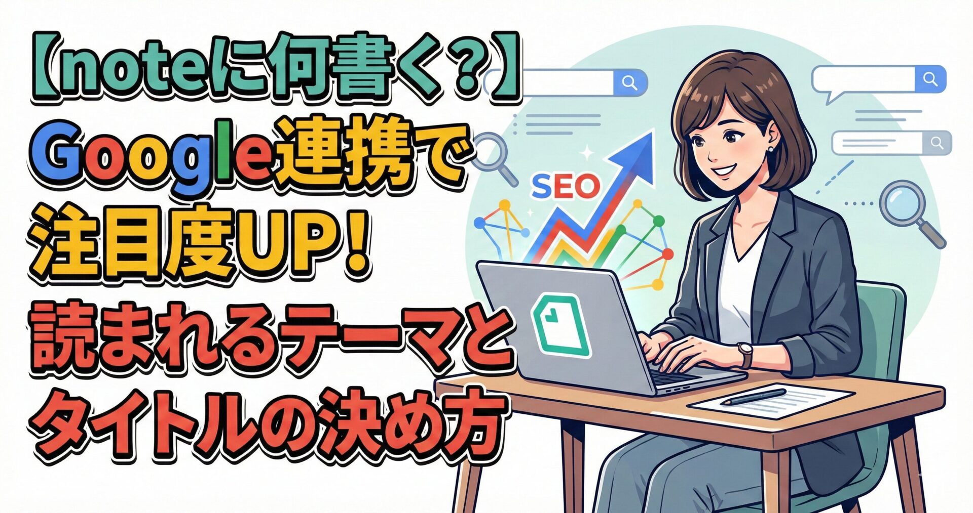 【noteに何書く？】Google連携で注目度UP！noteで読まれるテーマとタイトルの決め方サムネイル画像