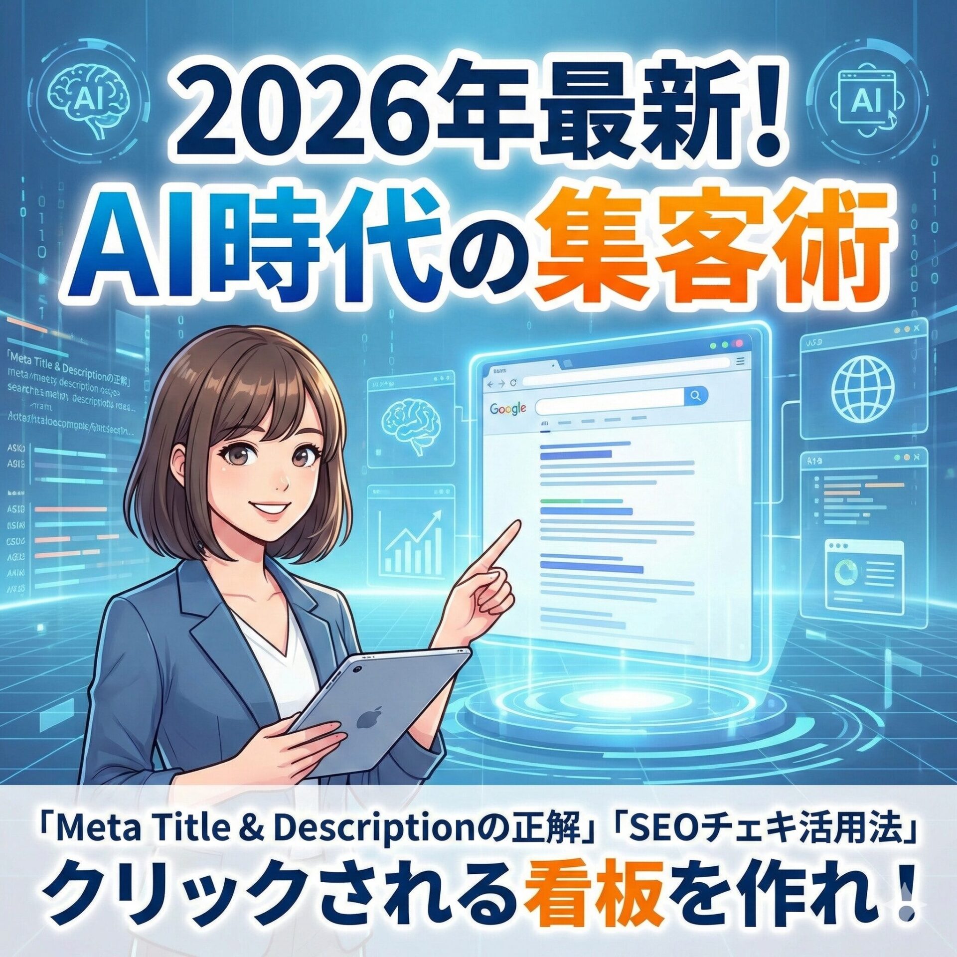 2026年最新：AI時代にWebサイトへ人を集める「Meta Title」「Meta Description」の正解とSEOチェキの活用法サムネイル画像