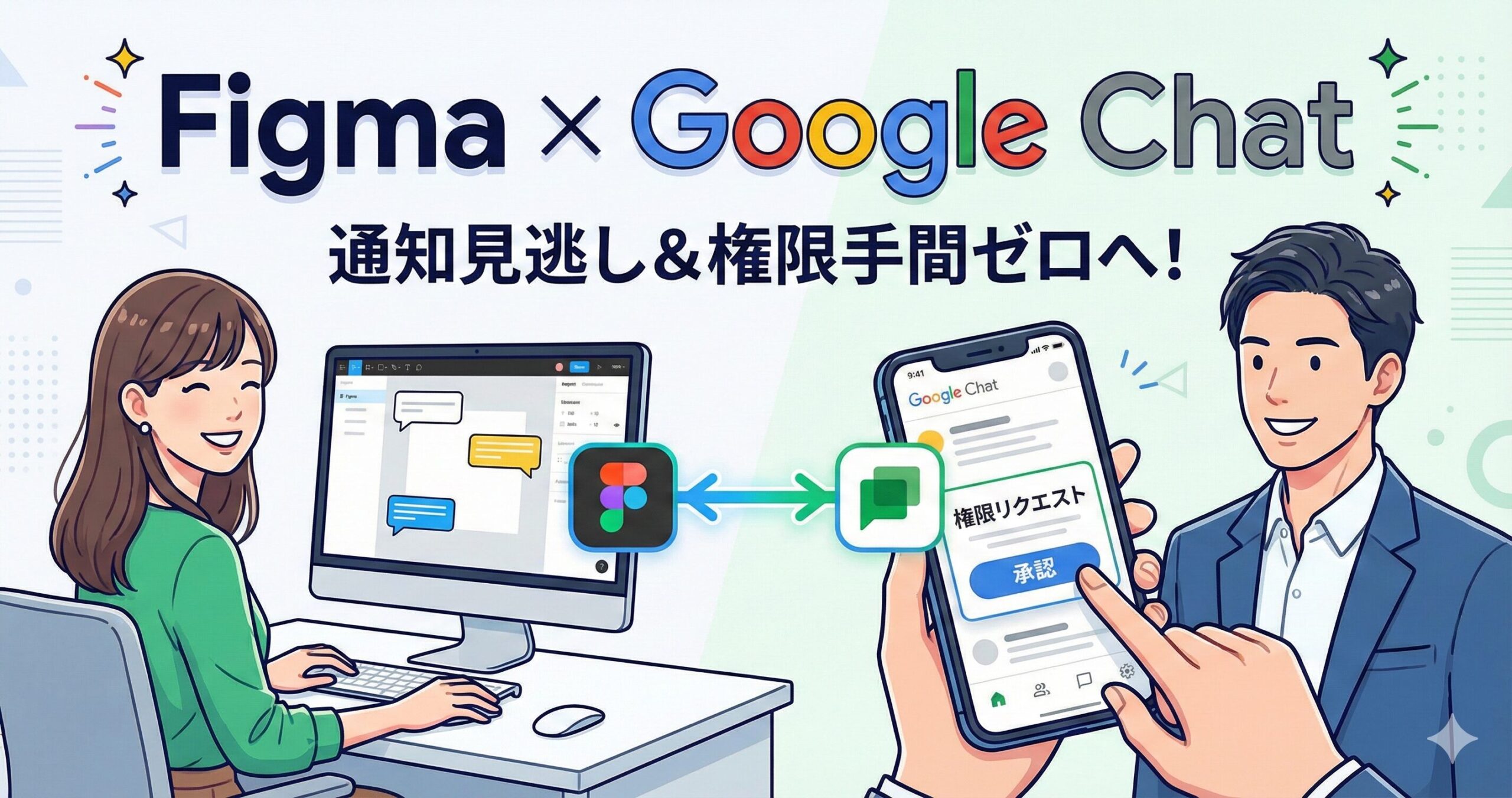 FigmaとGoogle Chatを連携すると何ができる？通知の見逃しと「権限ください」の手間をゼロに！サムネイル画像