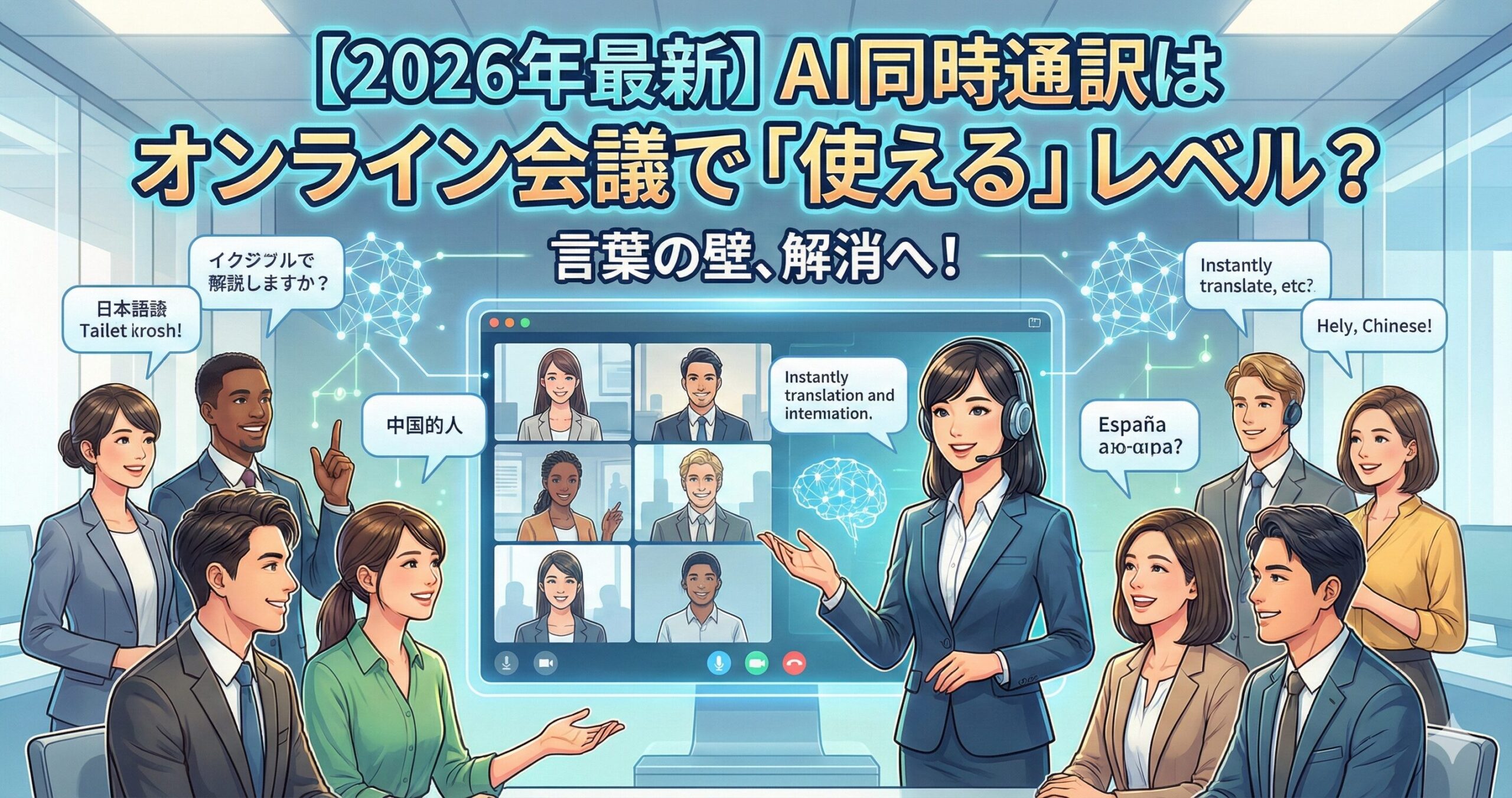 【2026年最新】AI同時通訳はオンライン会議で「使える」レベルになったのか？サムネイル画像