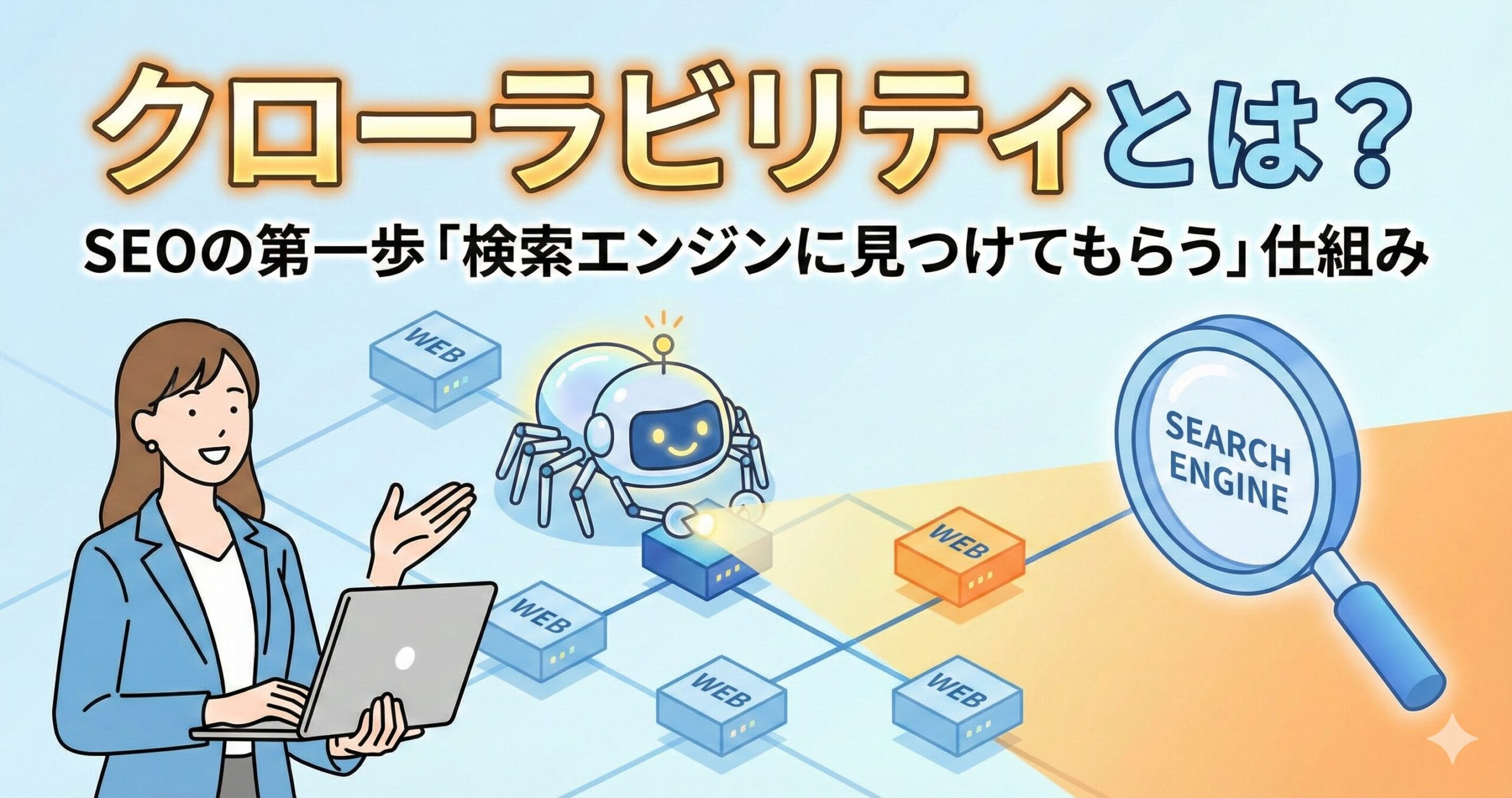 クローラビリティとは？SEOの第一歩「検索エンジンに見つけてもらう」仕組みを解説サムネイル画像