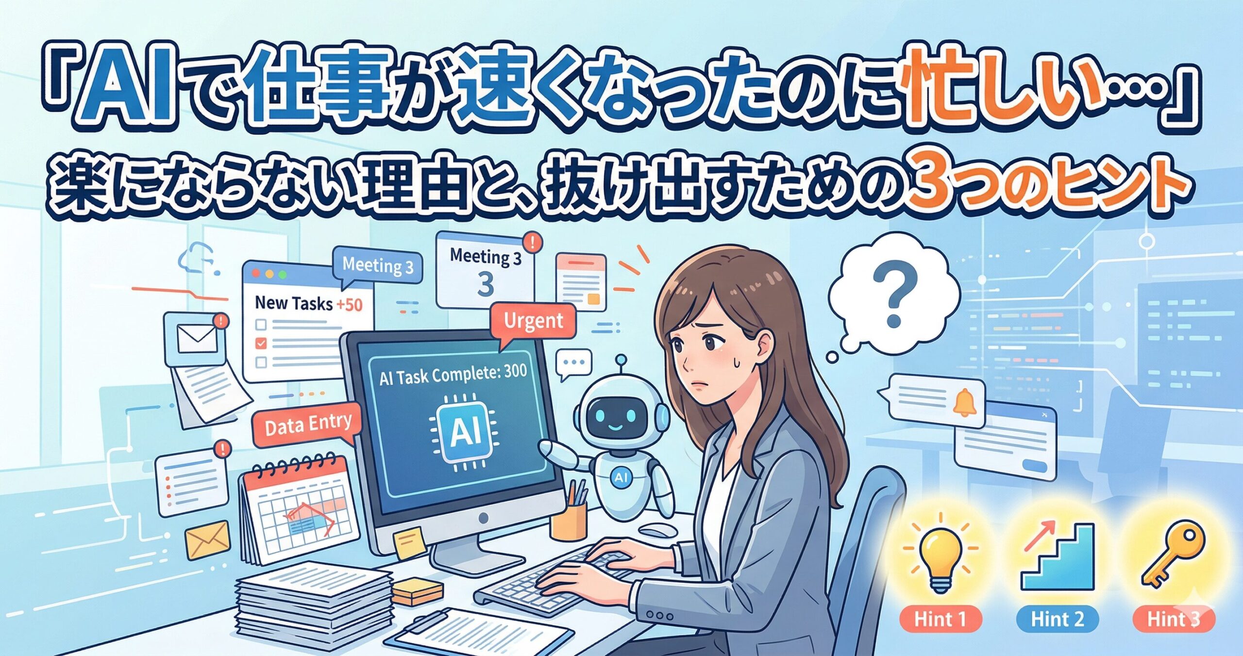 「AIで仕事が速くなったのに忙しい…」楽にならない理由と抜け出すための3つのヒントサムネイル画像
