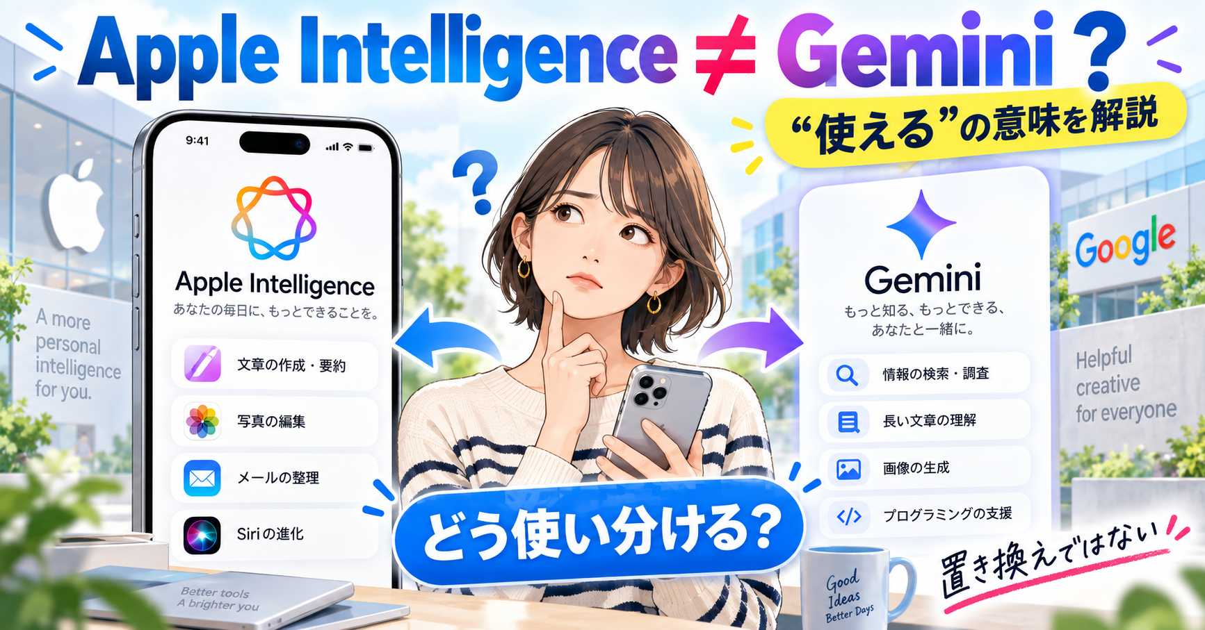 Apple IntelligenceはGeminiではない？「Geminiを使える」の正しい意味を解説サムネイル画像