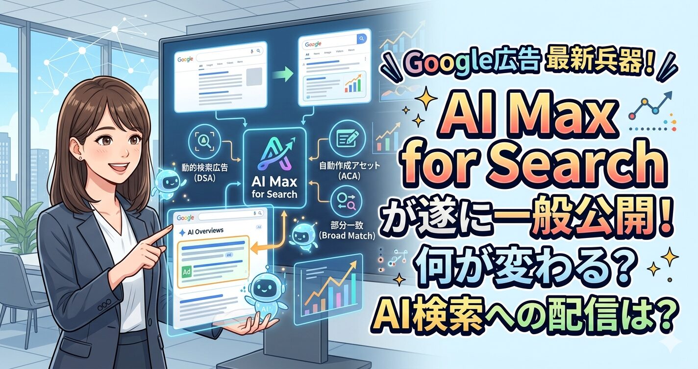 Google広告の最新兵器「AI Max for Search」が遂に一般公開！何が変わる？AI検索への配信は？サムネイル画像
