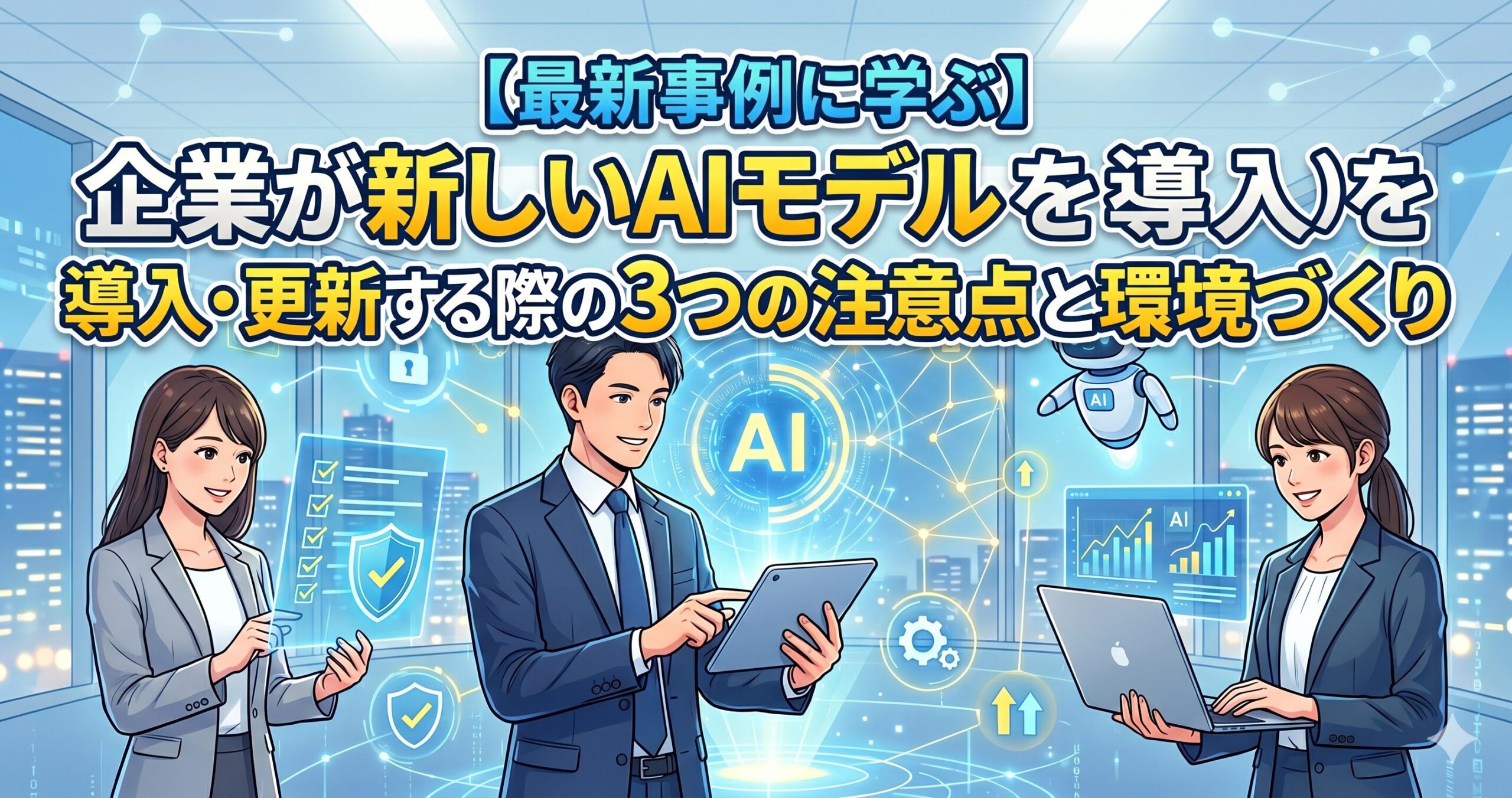 【最新事例に学ぶ】企業が新しいAIモデルを導入・更新する際の3つの注意点と環境づくりサムネイル画像