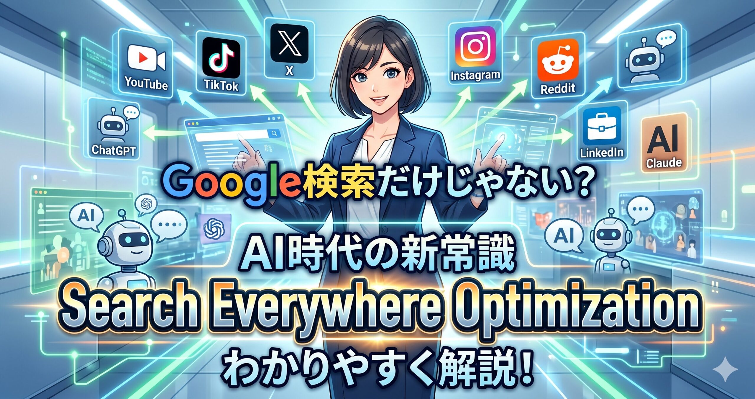 AI時代の新常識「Search Everywhere Optimization」をわかりやすく解説！サムネイル画像