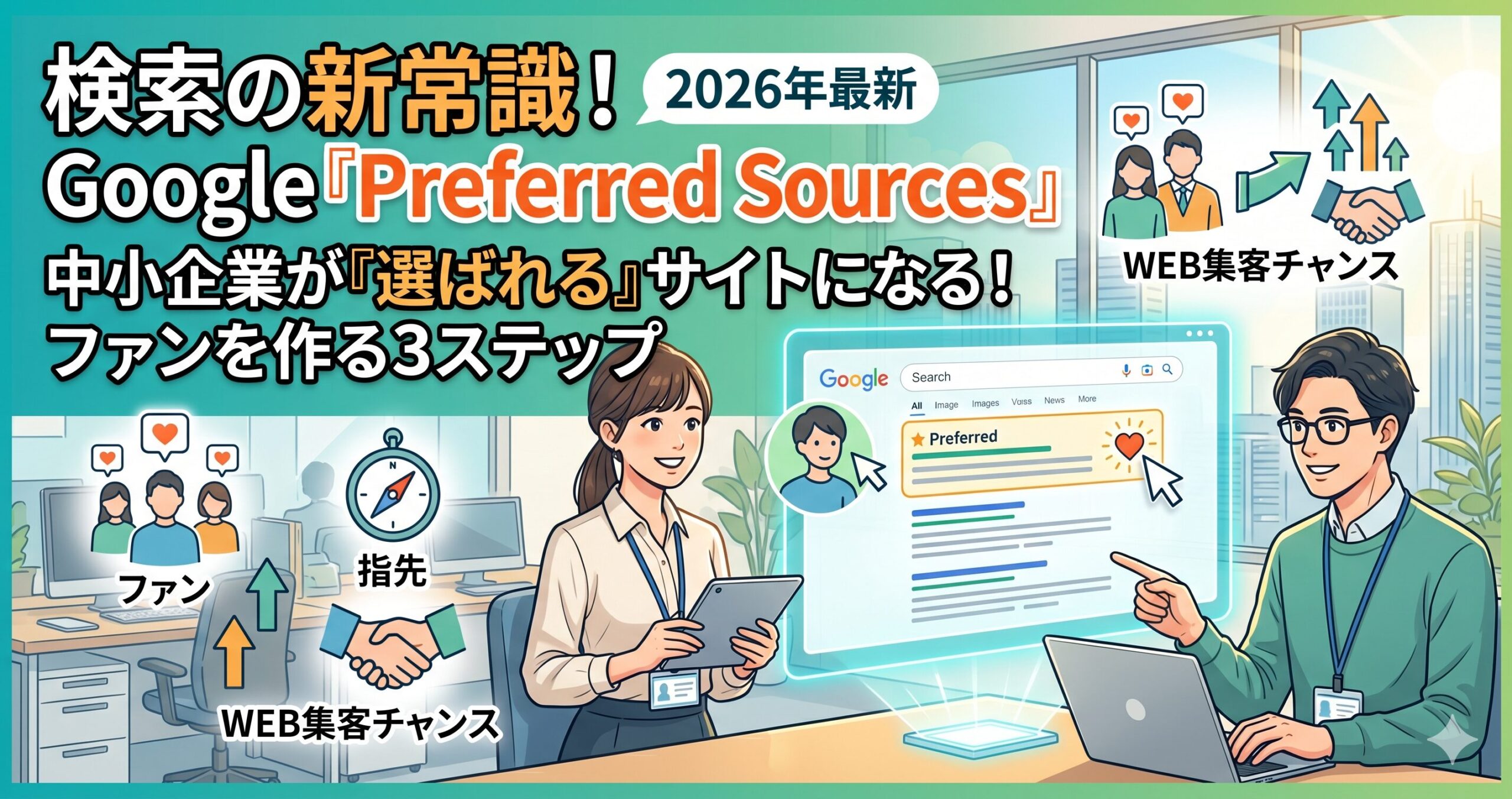 【2026年最新】Google「Preferred Sources」開始！中小企業がWEB集客で勝つための新常識サムネイル画像