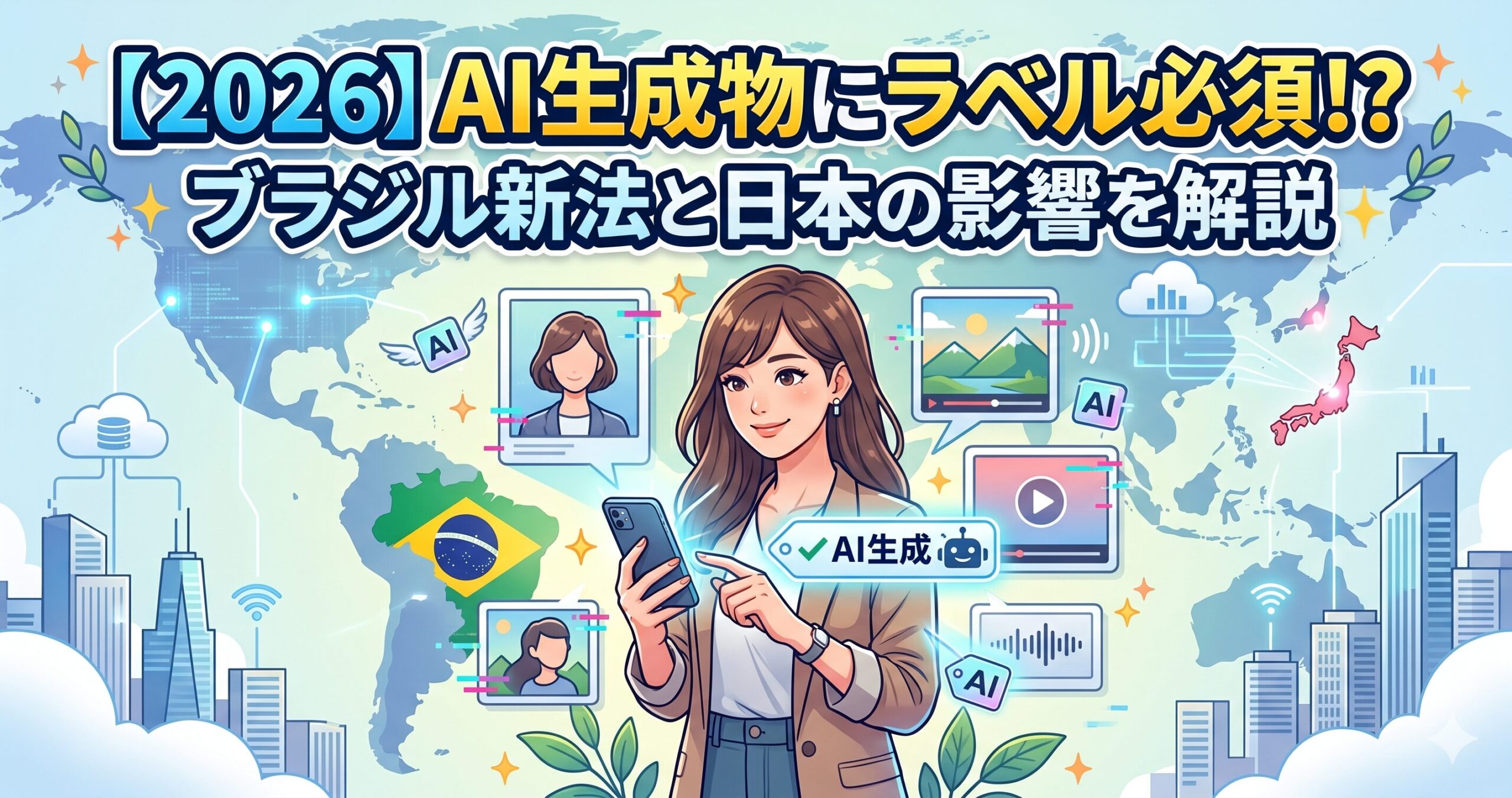 【2026年最新】ブラジルのAIラベル表示義務化とは？日本への影響と私たちがすべきことサムネイル画像
