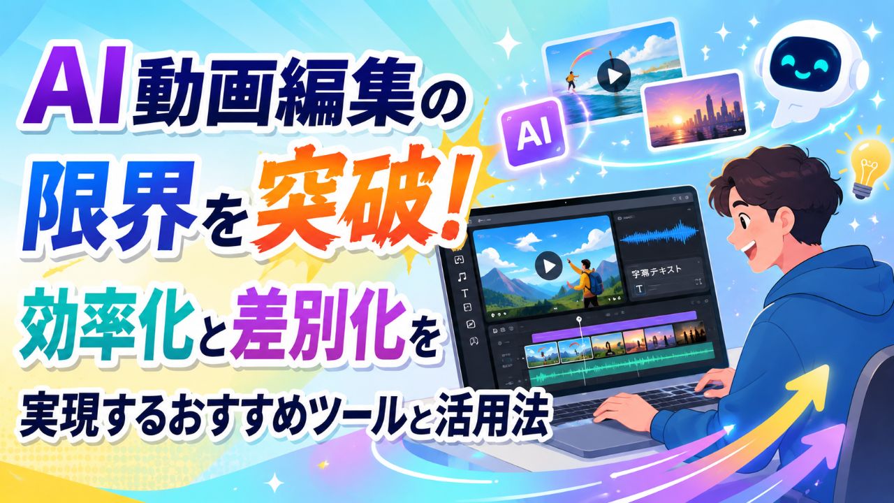 AI動画編集の限界を突破！効率化と差別化を実現するおすすめツールと活用法サムネイル画像