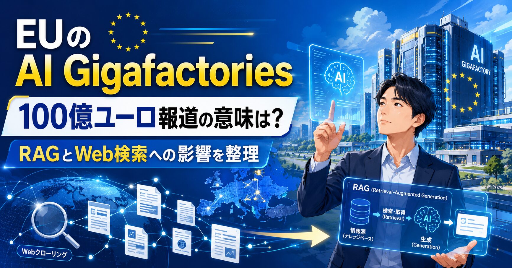 EUのAI GigafactoriesとRAGの未来とは？「100億ユーロ」報道の意味とWeb検索への影響を整理サムネイル画像
