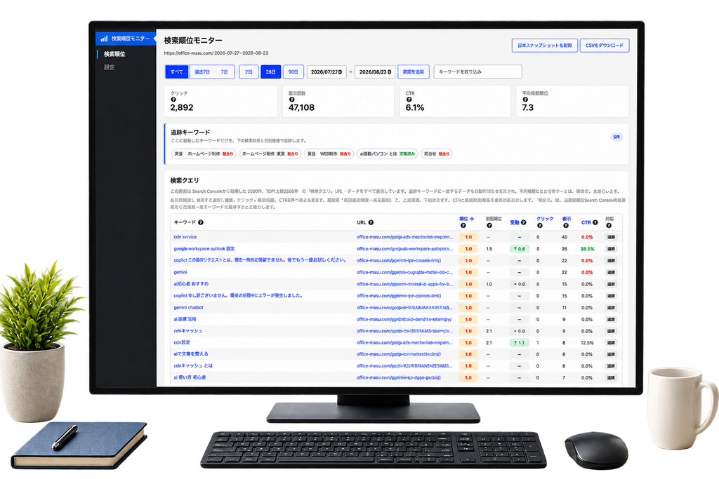 Search Console Rank Monitorの画面イメージ