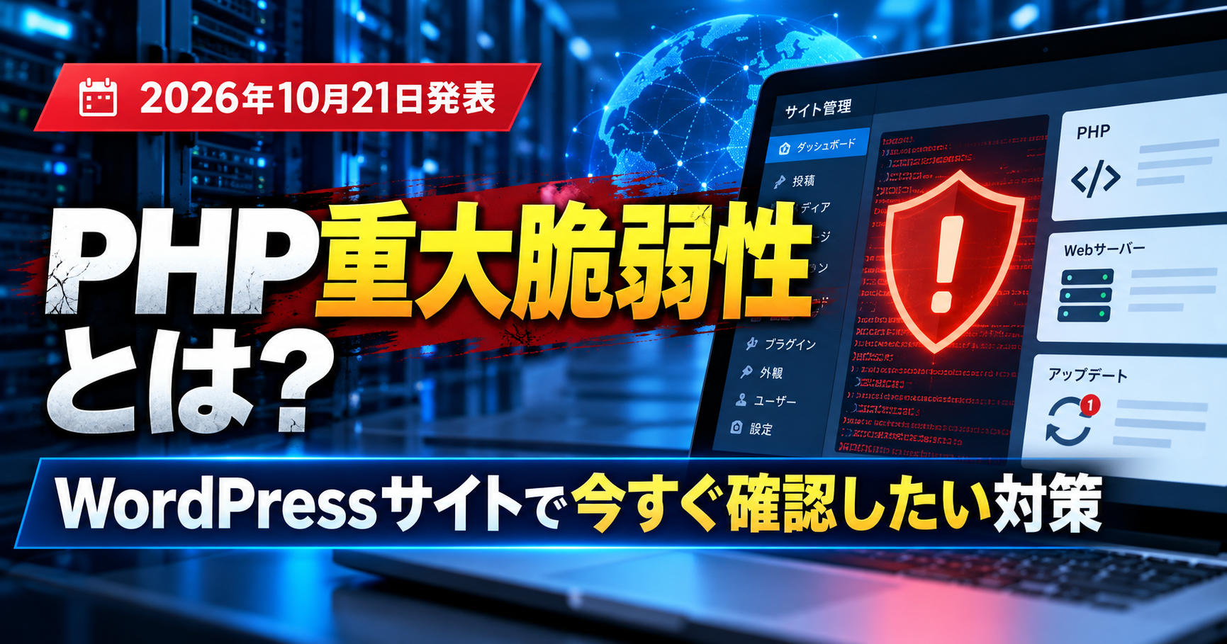 2026年10月21日発表のPHP重大脆弱性とは？WordPressサイトで今すぐ確認したい対策サムネイル画像